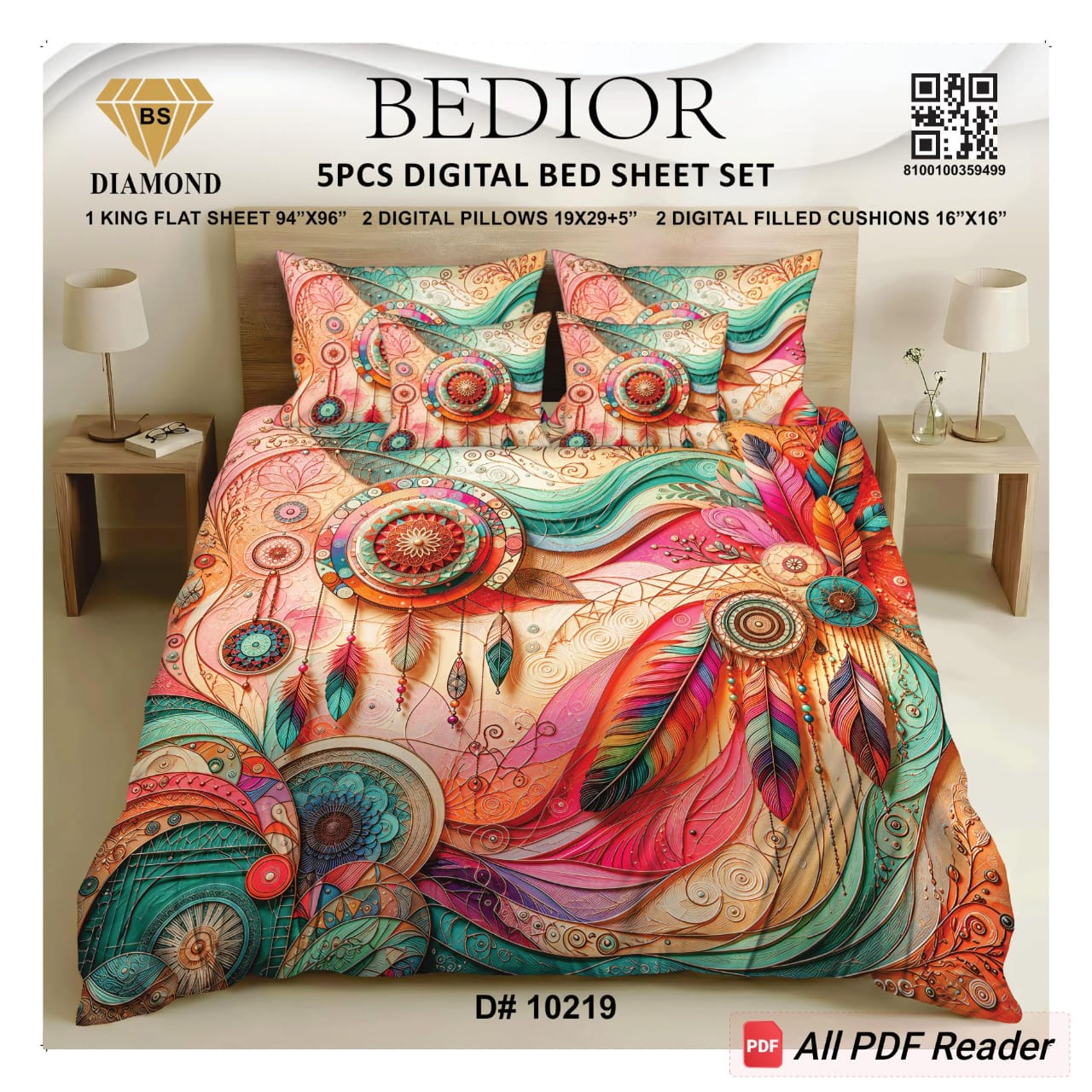 BEDIOR 5PCs DIGITAL BED SHEET SET 10219