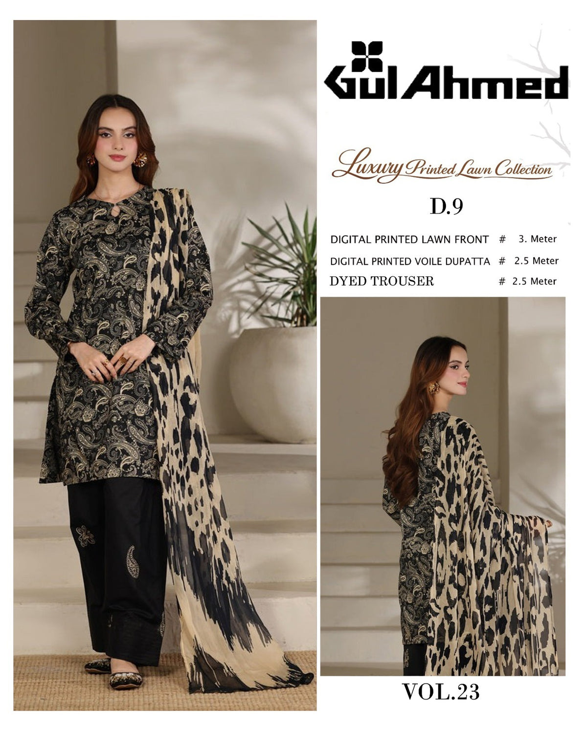 Black Series Lawn 3 Piece With Lawn dupatta