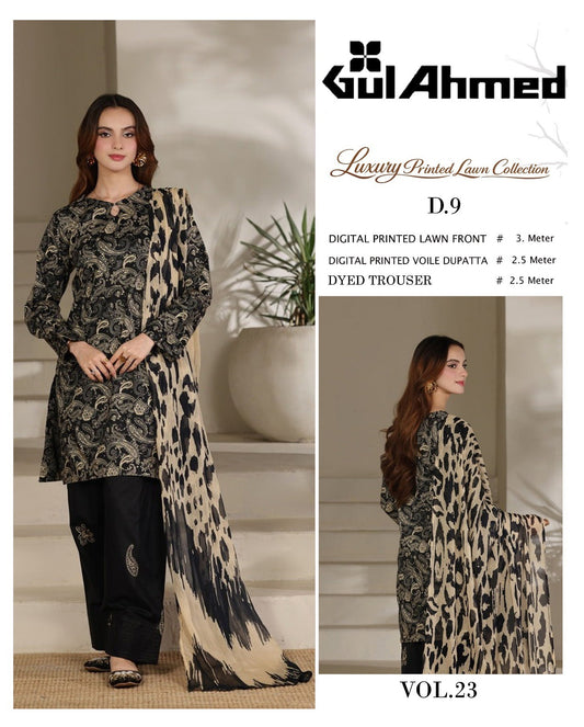 Black Series Lawn 3 Piece With Lawn dupatta