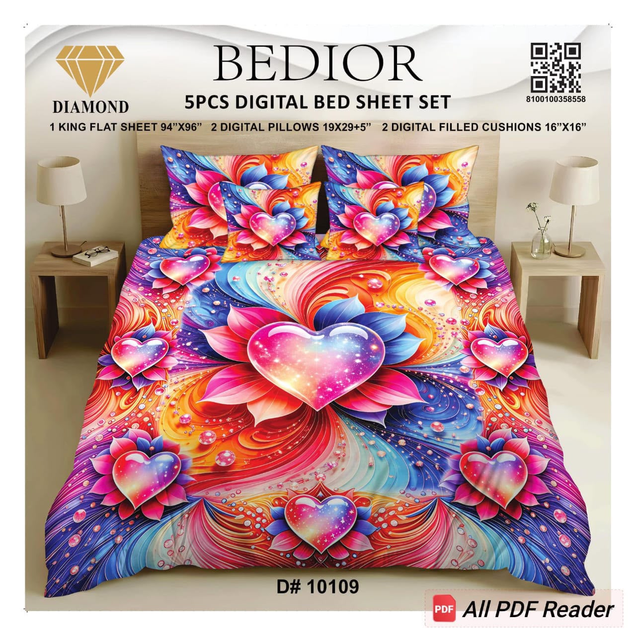 BEDIOR 5PCS DIGITAL BED SHEET SET 10109