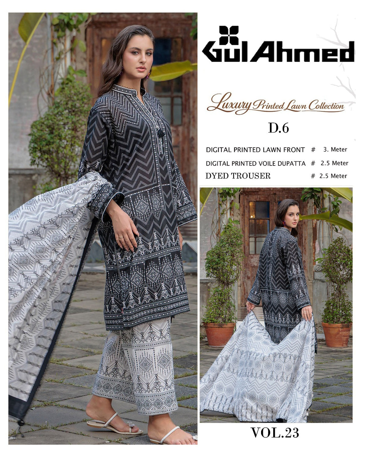 Black Series Lawn 3 Piece With Lawn dupatta