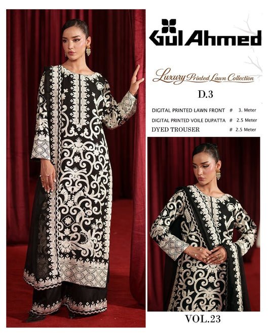 Black Series Lawn 3 Piece With Lawn dupatta