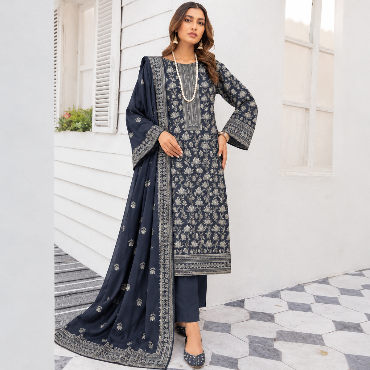 GUL-E-JAAN MARINA WOOL PRINTED 3PC