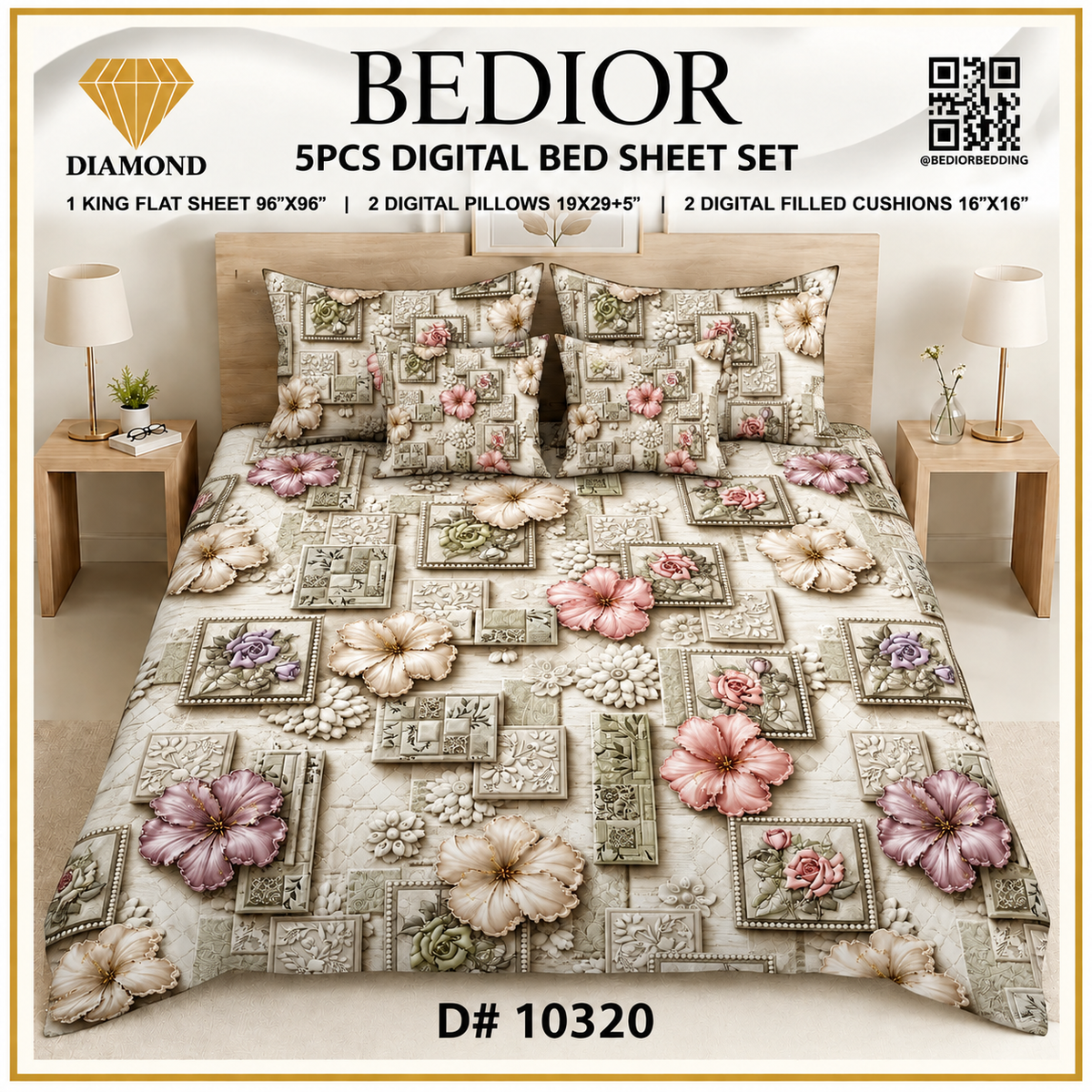 BEDIOR 5PCs DIGITAL BED SHEET SET 10320