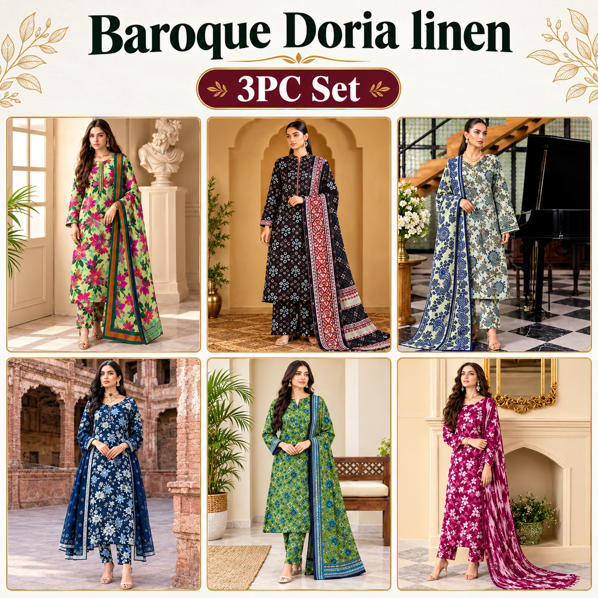 Baroque Doria linen 3PC Set