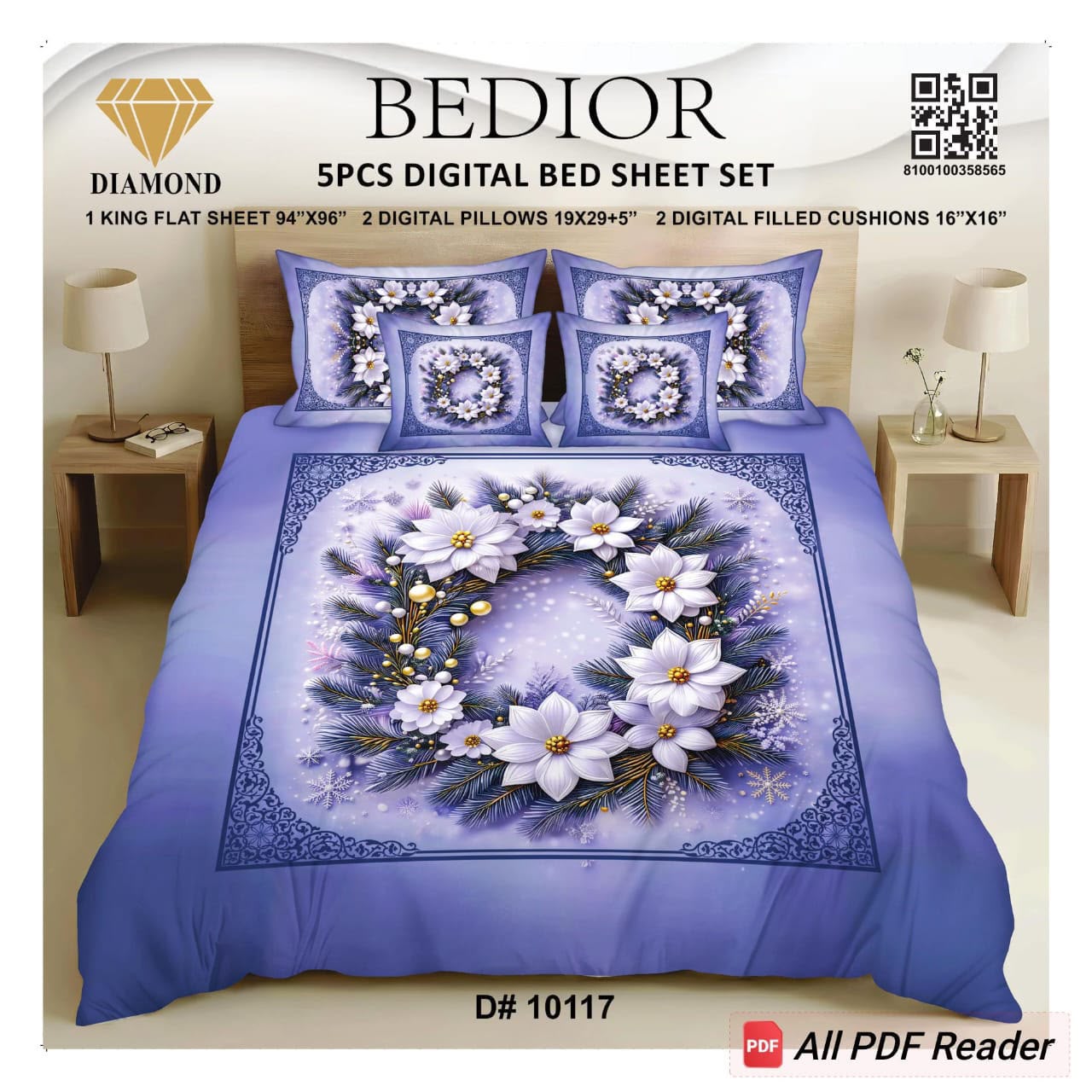 BEDIOR 5PCS DIGITAL BED SHEET SET 10117