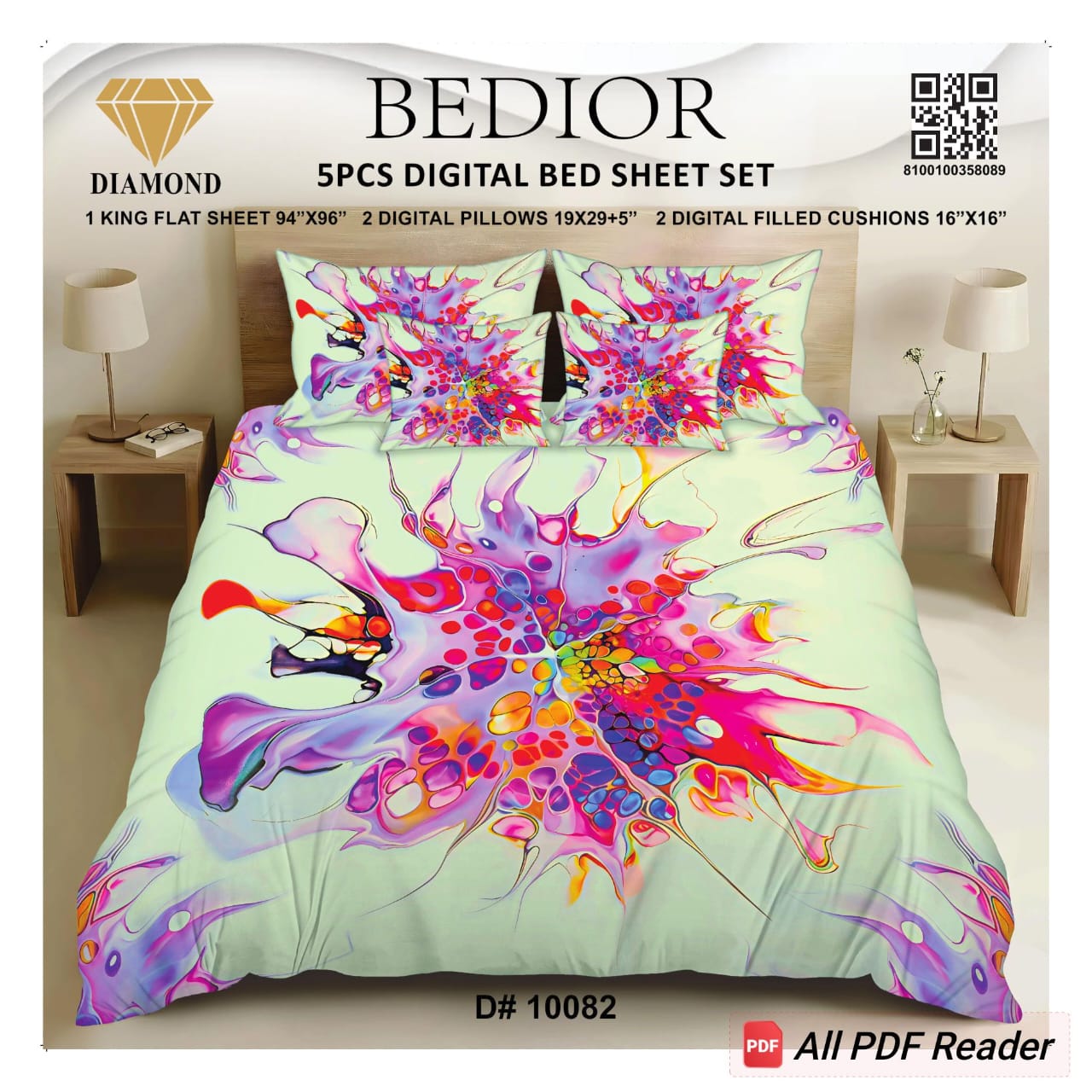 BEDIOR 5PCs DIGITAL BED SHEET SET 10082