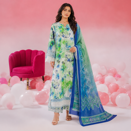 LAWN DUPATTA 3PC BRANDED COLLECTION